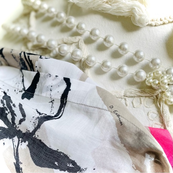 D. EXTERIOR | S | Abstract Italian Cotton Strapless One Shoulder Pink Grey Dress - Picture 10 of 11